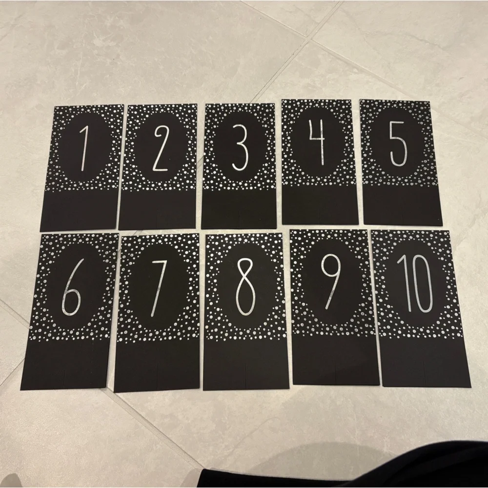 Wedding Party Polka Dot Silver Metallic Table Number Tents Numbers 1 to 40